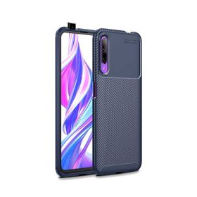 Teleplus Huawei P Smart Pro Negro Karbon Dokulu Silikon Lacivert Nano Ekran Koruyucu Cep Telefonu Kılıfı