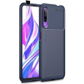 Teleplus Huawei P Smart Pro Negro Karbon Dokulu Silikon Lacivert Nano Ekran Koruyucu Cep Telefonu Kılıfı