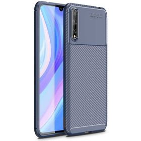 Teleplus Huawei P Smart Pro Negro Karbon Dokulu Silikon Lacivert Nano Ekran Koruyucu Cep Telefonu Kılıfı