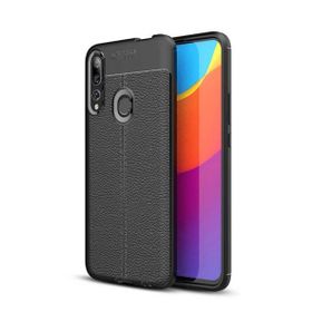 Teleplus Huawei P Smart Z Deri Dokulu Nano Ekran Koruyucu Siyah Silikon Kılıf