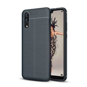 Teleplus Huawei P20 Deri Dokulu Silikon Gri Kılıf