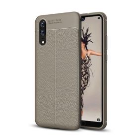 Teleplus Huawei P20 Deri Dokulu Silikon Gri Kılıf