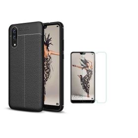 Teleplus Huawei P20 Deri Dokulu Silikon Lacivert Nano Ekran Koruyucu Cep Telefonu Kılıfı
