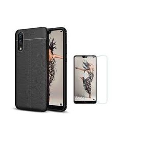 Teleplus Huawei P20 Deri Dokulu Silikon Lacivert Nano Ekran Koruyucu Cep Telefonu Kılıfı