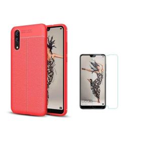 Teleplus Huawei P20 Deri Dokulu Silikon Lacivert Nano Ekran Koruyucu Cep Telefonu Kılıfı
