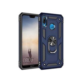 Teleplus Huawei P20 Lite Vega Yüzüklü Tank Kapak Lacivert Nano Ekran Koruyucu Cep Telefonu Kılıfı