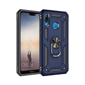 Teleplus Huawei P20 Lite Vega Yüzüklü Tank Kapak Lacivert Nano Ekran Koruyucu Cep Telefonu Kılıfı