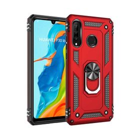 Teleplus Huawei P30 Lite Vega Yüzüklü Tank Kapak Kırmızı Nano Ekran Koruyucu Telefon Kılıf