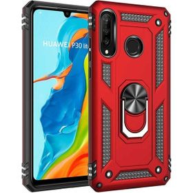 Teleplus Huawei P30 Lite Vega Yüzüklü Tank Kapak Kırmızı Nano Ekran Koruyucu Telefon Kılıf