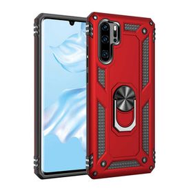 Teleplus Huawei P30 Pro Vega Yüzüklü Tank Kapak Kırmızı + Tam Kapatan Cam Kılıf