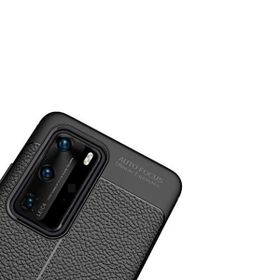 Teleplus Huawei P40 Deri Dokulu Siyah Silikon Cep Telefonu Kılıf