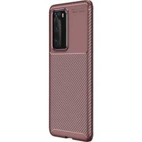 Teleplus Huawei P40 Kahverengi Negro Karbon Silikon Kılıf
