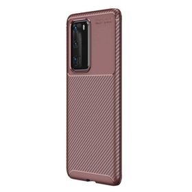 Teleplus Huawei P40 Kahverengi Negro Karbon Silikon Kılıf