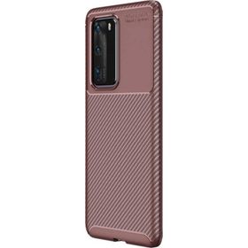 Teleplus Huawei P40 Kahverengi Negro Karbon Silikon Kılıf