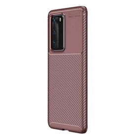 Teleplus Huawei P40 Kahverengi Negro Karbon Silikon Kılıf
