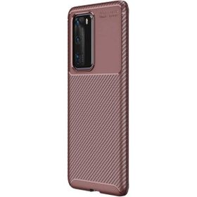 Teleplus Huawei P40 Kahverengi Negro Karbon Silikon Kılıf