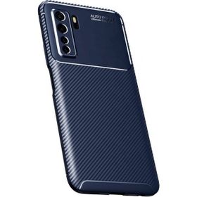 Teleplus Huawei P40 Lite 5g Negro Karbon Desenli Nano Ekran Koruyucu Lacivert Silikon Cep Telefonu Kılıf