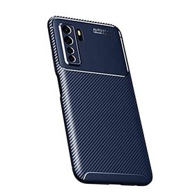 Teleplus Huawei P40 Lite 5g Negro Karbon Desenli Nano Ekran Koruyucu Lacivert Silikon Cep Telefonu Kılıf