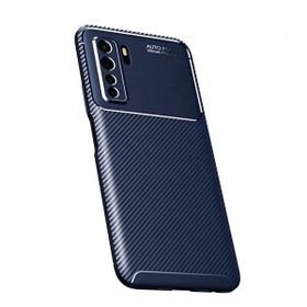 Teleplus Huawei P40 Lite 5g Negro Karbon Desenli Nano Ekran Koruyucu Lacivert Silikon Cep Telefonu Kılıf