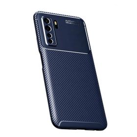 Teleplus Huawei P40 Lite 5g Negro Karbon Desenli Nano Ekran Koruyucu Lacivert Silikon Cep Telefonu Kılıf