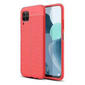 Teleplus Huawei P40 Lite Deri Dokulu Silikon ve Nano Ekran Koruyucu Lacivert Kılıf