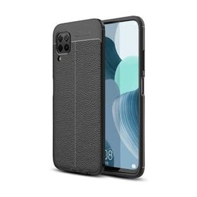 Teleplus Huawei P40 Lite Deri Dokulu Silikon ve Nano Ekran Koruyucu Lacivert Kılıf