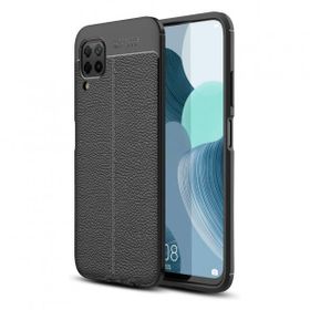Teleplus Huawei P40 Lite Deri Dokulu Silikon ve Nano Ekran Koruyucu Lacivert Kılıf