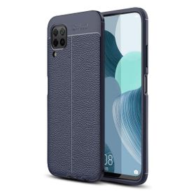 Teleplus Huawei P40 Lite Deri Dokulu Silikon ve Nano Ekran Koruyucu Lacivert Kılıf