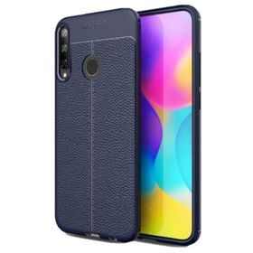 Teleplus Huawei P40 Lite E Siyah Deri Dokulu Silikon Kılıf+Nano Ekran Koruyucu