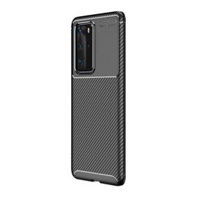 Teleplus Huawei P40 Pro Kahverengi Negro Karbon Silikon Kılıf