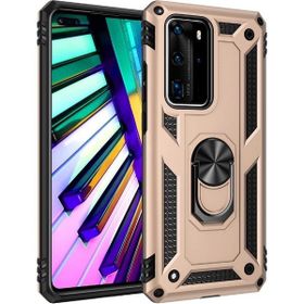 Teleplus Huawei P40 Pro Vega Yüzüklü Tank Kapak Gold Kılıf