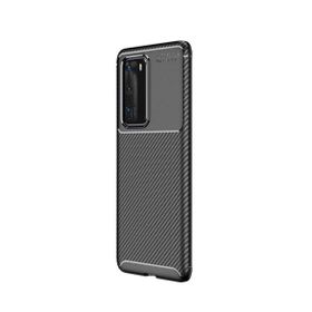 Teleplus Huawei P40 Siyah Negro Karbon Silikon Kılıf+Tam Kapatan Ekran Koruyucu