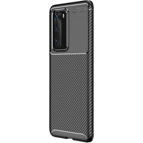 Teleplus Huawei P40 Siyah Negro Karbon Silikon Kılıf+Tam Kapatan Ekran Koruyucu