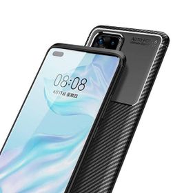 Teleplus Huawei P40 Siyah Negro Karbon Silikon Kılıf+Tam Kapatan Ekran Koruyucu