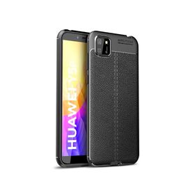 Teleplus Huawei Y5P Lacivert Deri Dokulu Silikon Kılıf+Nano Ekran Koruyucu
