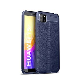 Teleplus Huawei Y5P Lacivert Deri Dokulu Silikon Kılıf+Nano Ekran Koruyucu