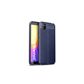 Teleplus Huawei Y5P Lacivert Deri Dokulu Silikon Kılıf+Nano Ekran Koruyucu