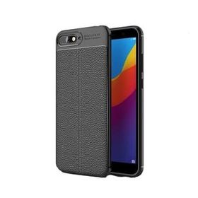 Teleplus Huawei Y6 2018 Deri Dokulu Silikon Gri Nano Ekran Koruyucu Cep Telefonu Kılıfı