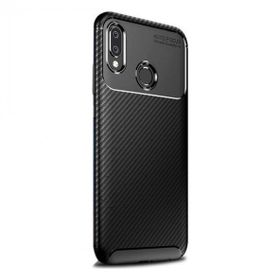 Teleplus Huawei Y6 2019 Negro Karbon Ve Silikonlu Kılıf Lacivert ve Nano Ekran Koruyucu