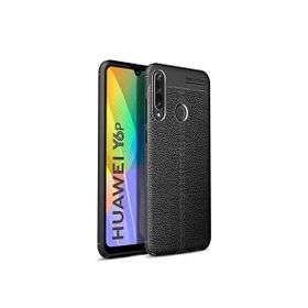 Teleplus Huawei Y6P Deri Dokulu Silikon Siyah Nano Ekran Koruyucu Kılıf