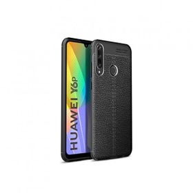 Teleplus Huawei Y6P Deri Dokulu Silikon Siyah Nano Ekran Koruyucu Kılıf