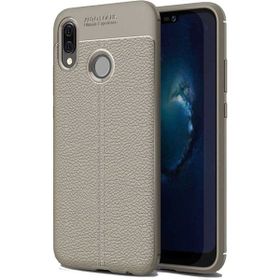 Teleplus Huawei Y6S 2019 Deri Dokulu Gri Nano Ekran Koruyucu Silikon Cep Telefonu Kılıf