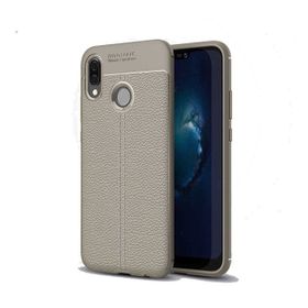 Teleplus Huawei Y6S 2019 Deri Dokulu Gri Nano Ekran Koruyucu Silikon Cep Telefonu Kılıf