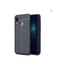 Teleplus Huawei Y6S 2019 Deri Dokulu Lacivert Nano Ekran Koruyucu Silikon Cep Telefonu Kılıf
