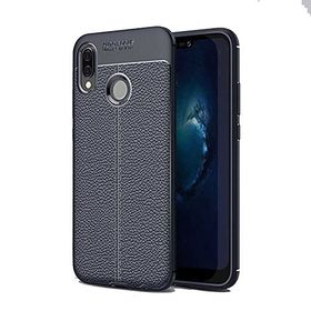 Teleplus Huawei Y6S 2019 Deri Dokulu Lacivert Nano Ekran Koruyucu Silikon Cep Telefonu Kılıf