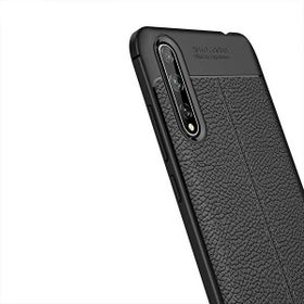 Teleplus Huawei Y8P Deri Dokulu Siyah Silikon Cep Telefonu Kılıf