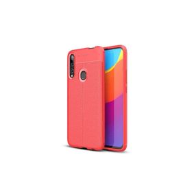 Teleplus Huawei Y9 Prime 2019 Deri Dokulu Kırmızı Nano Ekran Koruyucu Silikon Kılıf