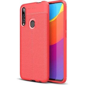 Teleplus Huawei Y9 Prime 2019 Deri Dokulu Kırmızı Nano Ekran Koruyucu Silikon Kılıf