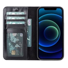 Teleplus iPhone 11 Hakiki Deri 2-1 Kartlıklı Cüzdan Siyah Kılıf