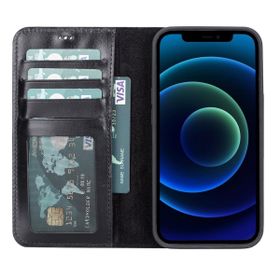 Teleplus iPhone 11 Hakiki Deri 2-1 Kartlıklı Cüzdan Siyah Kılıf